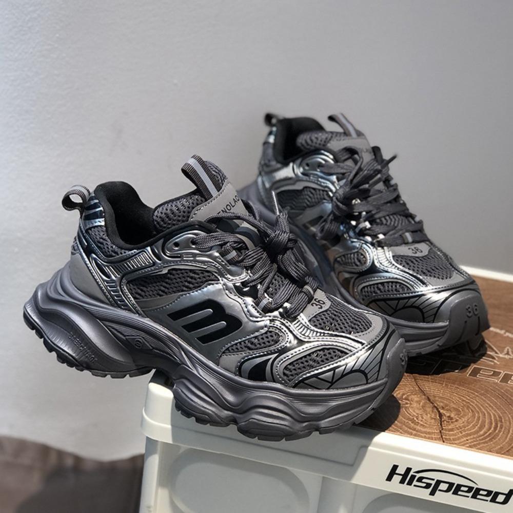 

Туфли для папы на толстой подошве, осенние и зимние повседневные спортивные туфли из сетки для маффинов.