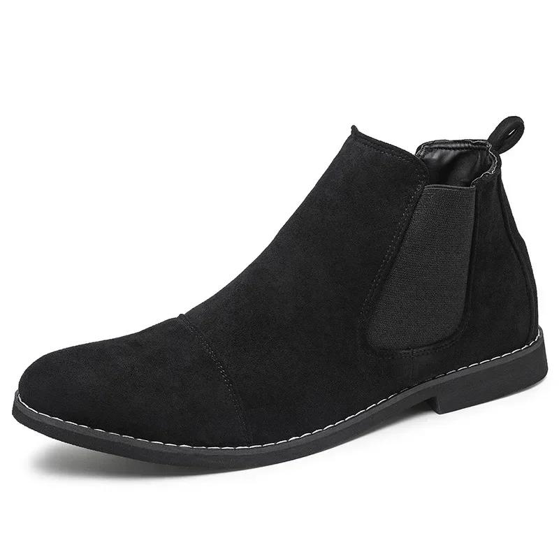Yellow Chelsea Boots Men Pointed Comfortable Dress Boots Fashion Men Slip On Cheap Men's Suede Shoes Zapatos Hombre Casual 2024