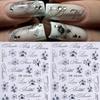 2pcs Lily Letter Nail Stickers, Elegant Black and White Ink Painting Style Flower and Letter Patterns Self-adhesive Nail Decals