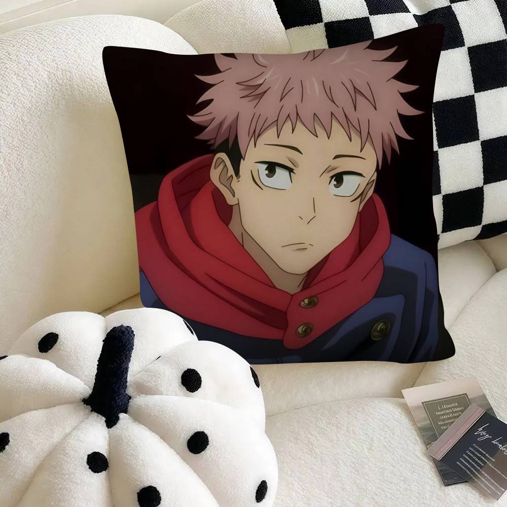 Anime-Charakter Yuji Itadori Kissenbezug Modischer quadratischer Kissenbezug Schlafzimmer Sofa Raum Ins Dekoration Freizeit