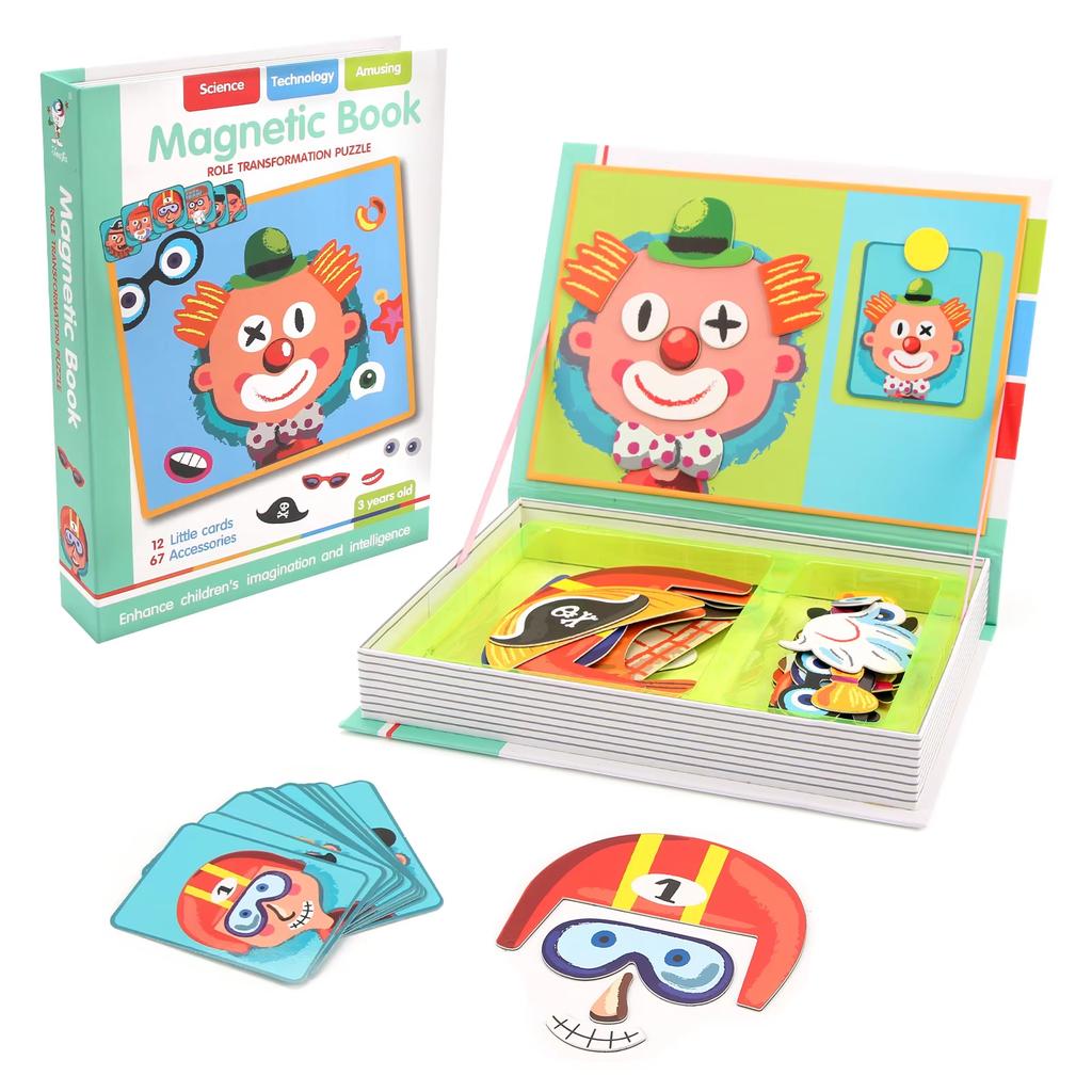 Montessori Magnetic Busy Book 3D Cartoon Puzzles Jigsaw Funny Brain Training Game Educational learning Toys for Kids Gift Xmas