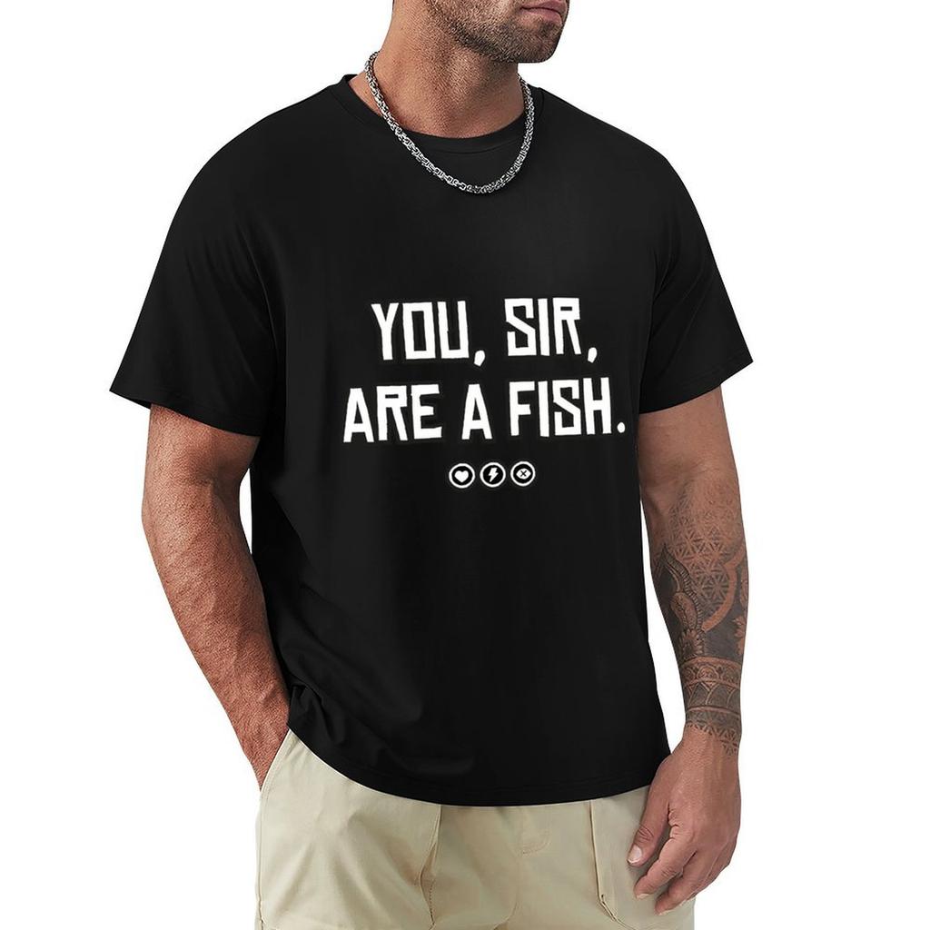 You, Sir, Are a Fish | Red Dead Redemption 2 Inspired Design T-Shirt Tops Blue Archive Big and Tall T Shirts for Men