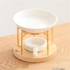 Ceramics Essential Oil Warmer Tealight Candle Holder Aromatherapist Wax Melt Burners Diffuser Wood Stand for Relaxation