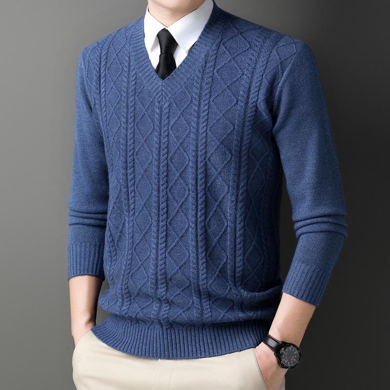 Men's Winter Thick V-Neck Knitwear: Warm, Comfortable, Stylish