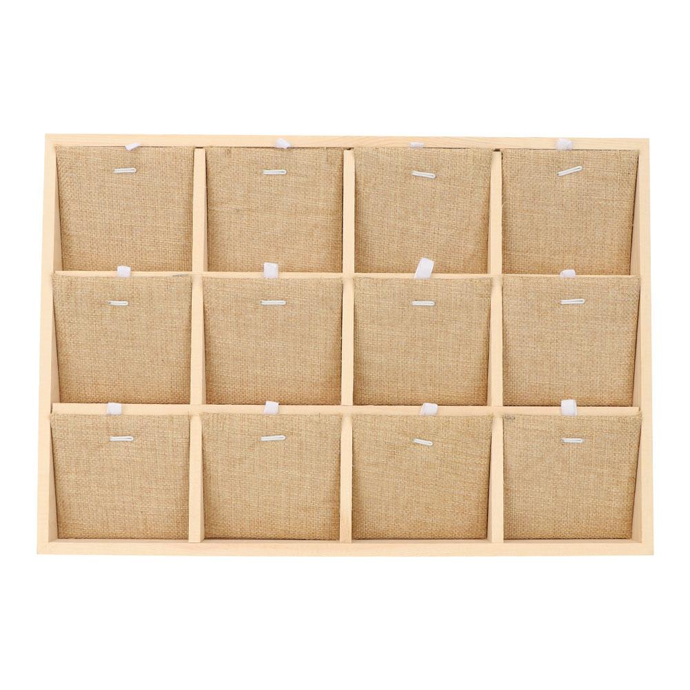 Wooden   Jewelry Display Tray Showcase Storage Case For Ear  Bangle Necklace (12 Slots)