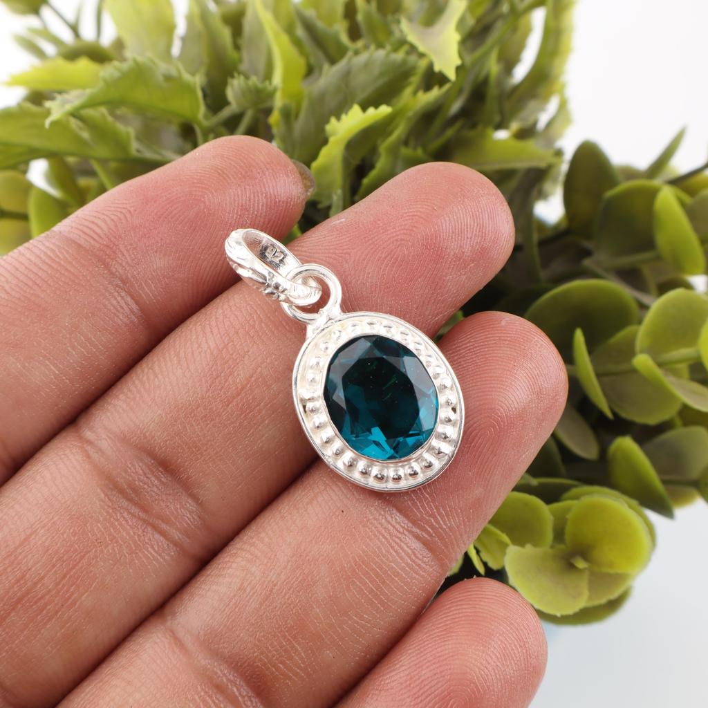 Apatite Bijoux en Argent Fait Main, Pendentif en Argent Sterling 925, Bijoux de Pierre Précieuse Magnifiques Faits Main, Pendentif Apatite Pour Elle