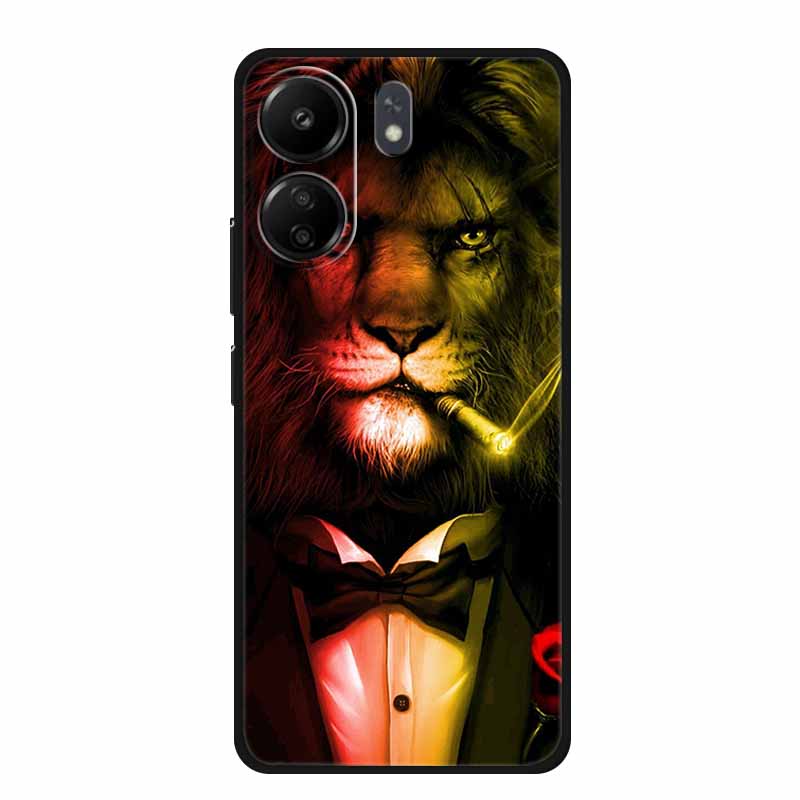 Phone Cases for Redmi 13C 13R Soft Silicone TPU Cover for Xiaomi Redmi13 C R Animal Wolf Funda Vividly Lion Tiger Capa 13 C R
