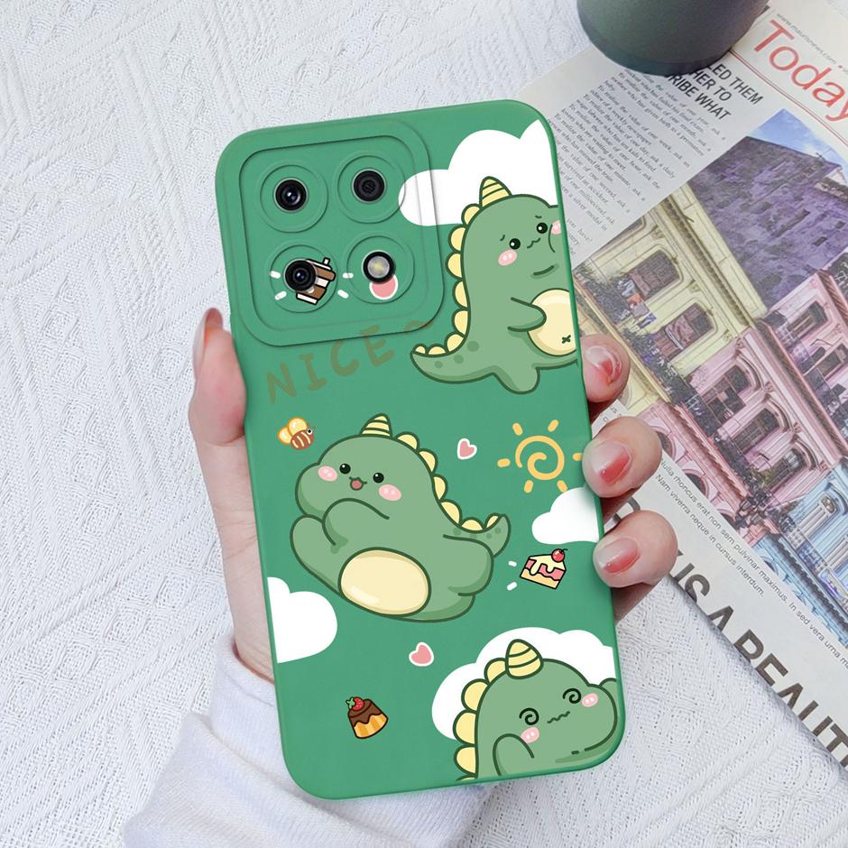 For Honor X8a X8b Cases Cute Dinosaur Leopard Print Liquid Silicone Protective Cover For Honor X8A Honor X8B 6.7 Inches Fundas