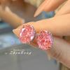Luxury Crushed Ice Cut Stud Earrings with Pigeon Egg Pink Diamond and Ice Flower Design for Women