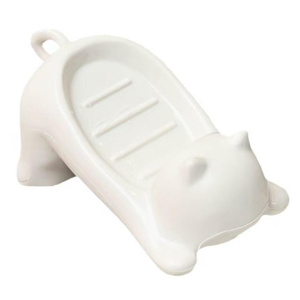 Creative Cartoon Soap Box Cat Shaped Bathroom Soap Holder Soap Filter Rack  Household белый