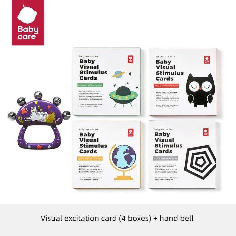 

Babycare Черно-белый, Цветной Стимулирует зрение 0-36 месяцев 4 boxes of flat large card + hand bell purple