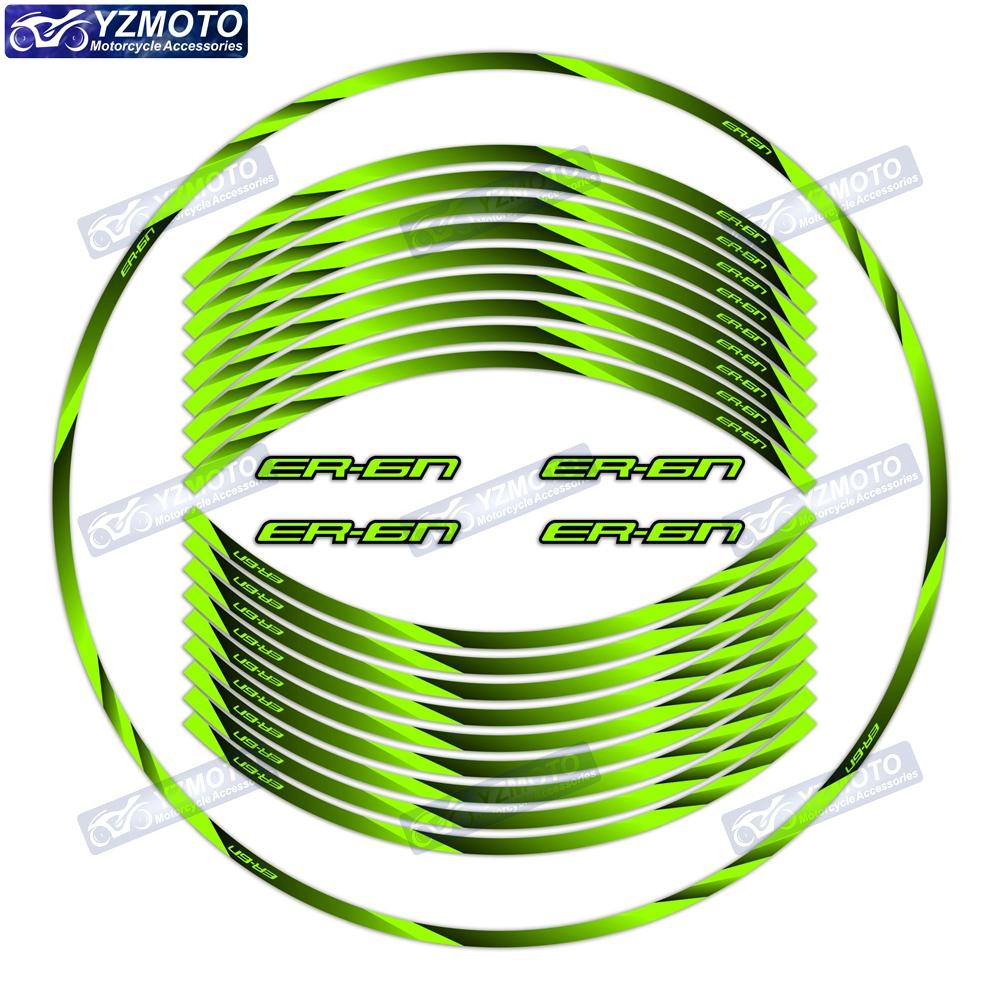 For Kawasaki ER-6N ER6N Motorcycle 17 Inch Front And Rear Wheel Hub Sticker Waterproof Reflective Decorative Rim Stickers Decal