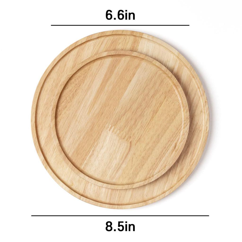 Round Japanese Acacia Wood Tray - Creative Fruit & Snack Plate