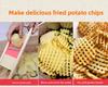 1pc Stainless Steel Waffle Slicer - Natural Solid Wood Handle, Sanded Finish, No Glue or Splices, Perfect for French Fries