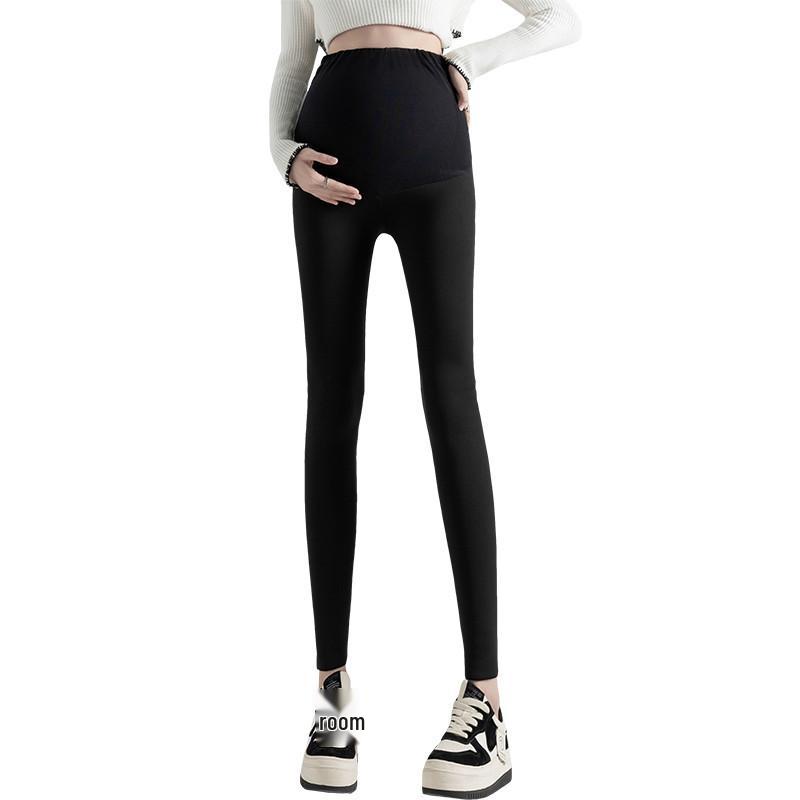 Maternity Sharkskin Leggings: Butt-Lifting, Velvet-Lined, No-Belly-Tightness Yoga Pants for Autumn & Winter.