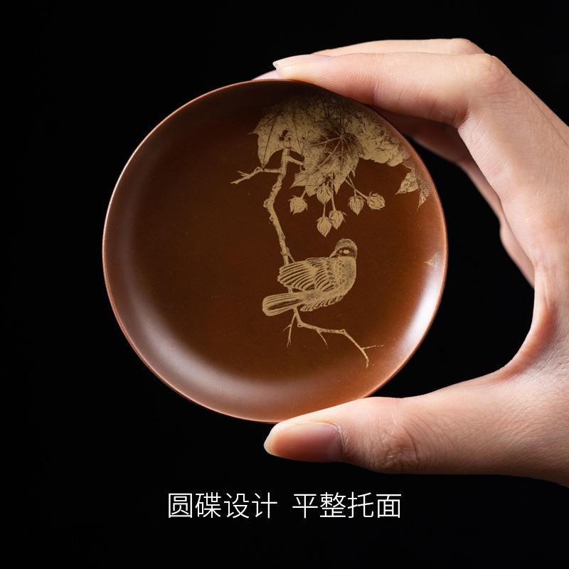 Retro Copper Round Tea Cup Mat Heat Insulation Anti-skidding Mug Mats Table Pad Household Kung Fu Tea Ceremony Accessories New