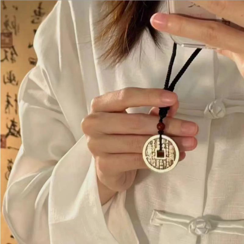 Ретро китайский стиль утолщенное новое подвесное ожерелье в стиле шинуазри для мужчин и женщин подвеска антикварная ретро медная монета цепь
