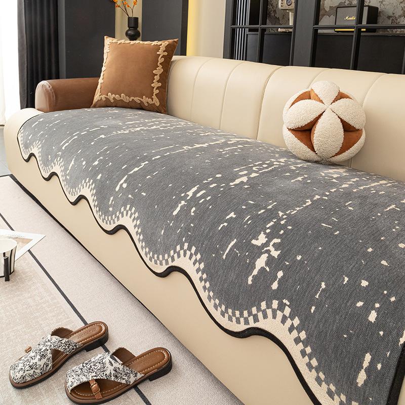 Light Luxury High-End Special-Shaped Sofa Cushion Is Universal In All Seasons  New One-Piece Straight Row Non-Slip Leather Sofa Cover