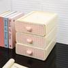 Kawaii Cream Stationery Storage Box Organizer Large Capacity Student Dormitory Sundries Cosmetic Drawer-style Storage Rack Stack