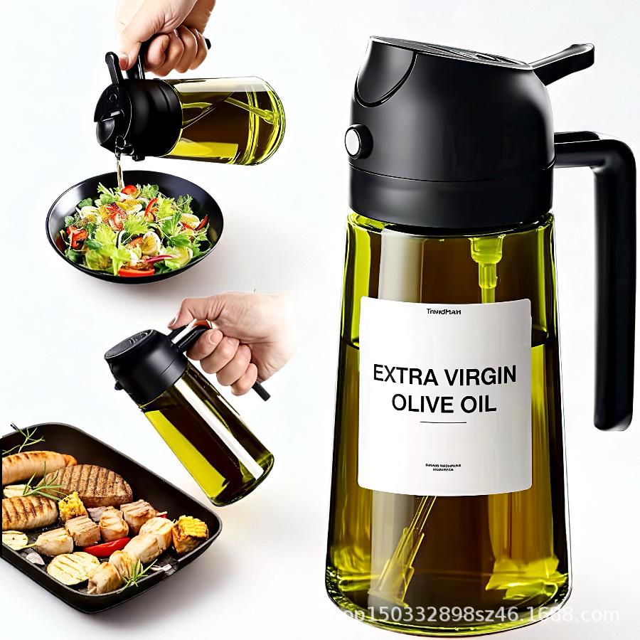 470ml Dual-Use Glass Oil Sprayer & Pour Bottle
