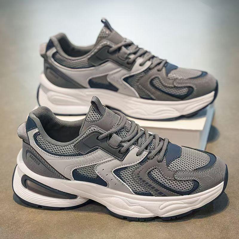 Fashion Men's Platform Sneakers Autumn Breathable Cross Tied Non Slip Running Shoes Comfortable Fashion Height Increase Vulcanized Shoes