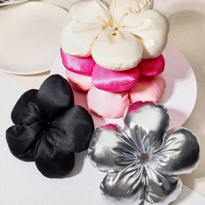 1pc New Bread Flower Hair Ring, Advanced Color Dye, 3D Filled Cotton, Large Intestine Ring, Elegant Hair Accessory