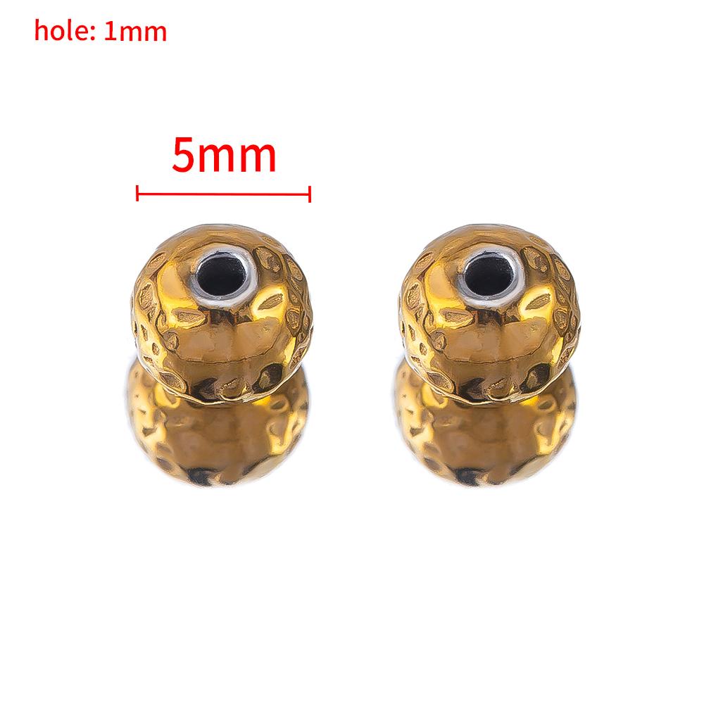 20PCS Stainless Steel Gold Plated Round Oval Dots Texture Small Spacer Beads for Needlework DIY Bracelet Jewelry Making Craft