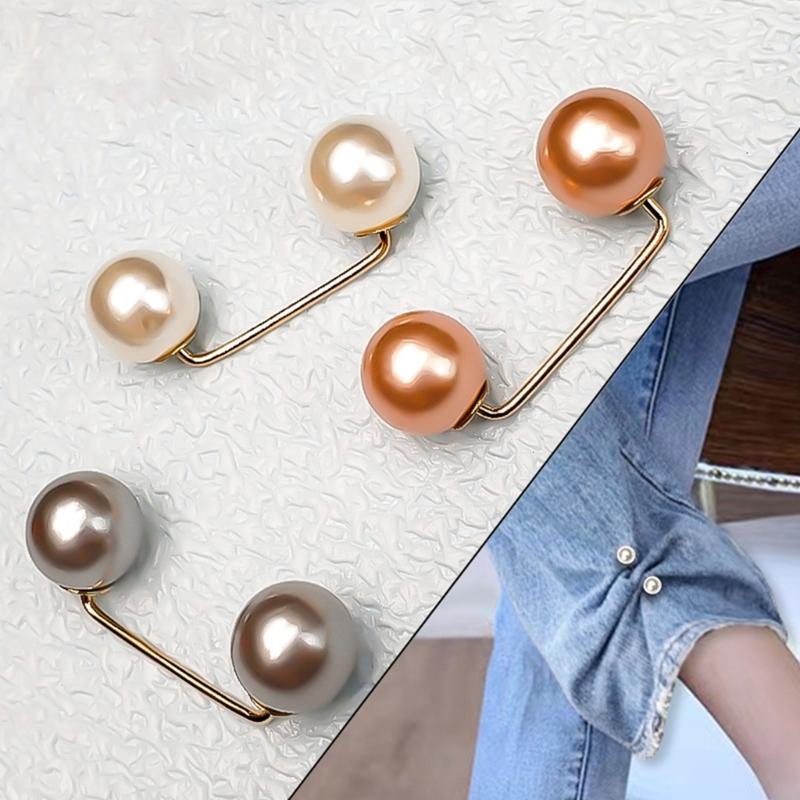 10pack Stylish Double Pearls Fasteners Professional Attires Decorative Clip for Everyday Fashionable Needs