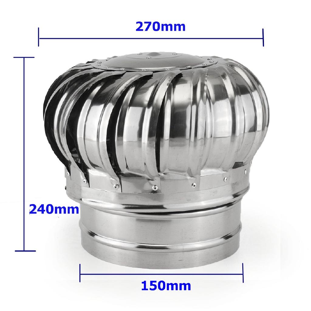 Roof Ventilator Wind Turbines Air Vent Attic Ventilator Stainless Steel Silver 270mm*240mm*150mm