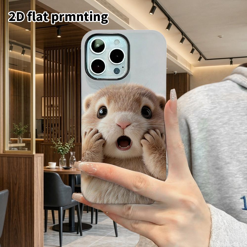 Phone Case: 2D Flat Suitable for iPhone 18, 17, 16, 15, 14, 13 Pro Film Protective Case, Couple Style, Covering Mouth In Surprise, Christmas and Hallo