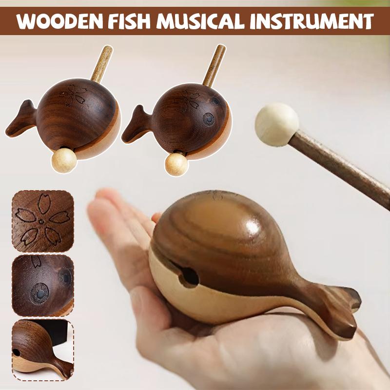 Wooden Fish Black Walnut Wood Drum Percussion Temple Zen Decoration Ornaments Monk Pray Knock On Musical Instruments Crafts