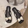 Bow pinch foot flip-flops female summer wear new gentle fairy style with skirt flat bottom cool slippers