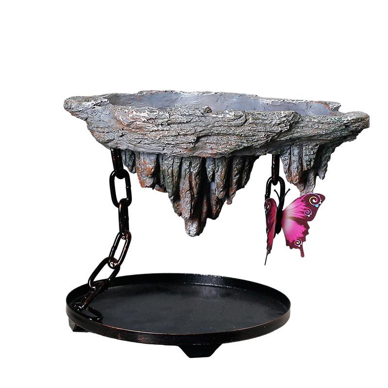 Creative Retro Fortune Tree Bonsai Phalaenopsis Wenzhu Indoor Floating Island Suspended Iron Micro Landscape Flower Pot
