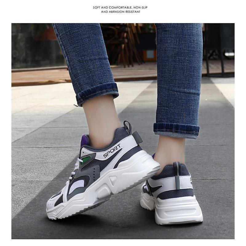 Summer Breathable Sports Shoes with Thick Sole and Increased Height for Women Breathable Small Size Women's Shoes