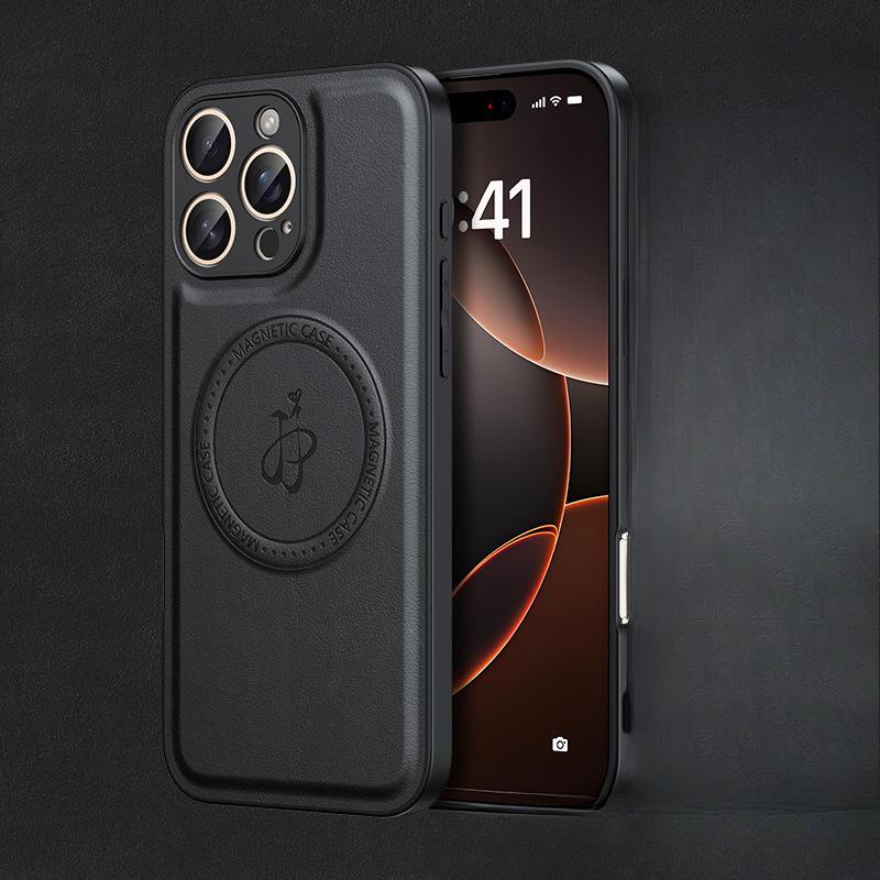High-End Magnetische Ständer-Handyhülle mit Ledertextur, Apple 16PROMAXiPhone15 Schutzhülle 11