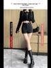 Women's High-Waist Black Suit Shorts, New for Autumn/Winter 2023 - Sexy Wide-Leg Boot Pants