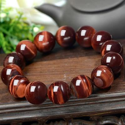 Braccialetto in pietra naturale con occhio di tigre rosso, rosario buddista, gioielli alla moda per donne, guarigione Reiki, meditazione, preghiera, rosario in corda