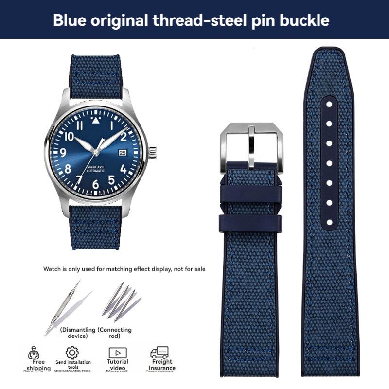 

Новий 20 мм 21 мм ремінець для годинника IWC з тканинним візерунком, основа з фторкаучуку (FKM), ремінець пілота IW389404, браслет, водонепроникний ремінець для чоловічих годинників 20mm