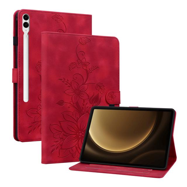 

Stand PU Leather Case Universal for Samsung Galaxy Tab S10 S9 FE Plus 12.4 inch SM-X820 X826 X810 X816B X610 X616B Luxury Cover S9 Plus SM-X810 X816 красный