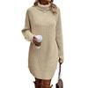 Autumn Fashion Turtleneck Pullover Women Dress Winter Warm Knitted Long Sleeve Knitwear Solid Elegant Sweater Dresses 30302