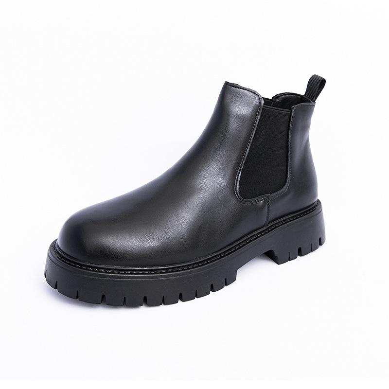 Retro British Style Men's High-top Martin Chelsea Boots - Large Size, Thick Sole, Versatile Workwear Design.