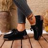 Women's Large Size Suede Thick Sole Lace-Up Loafers Casual Flats.