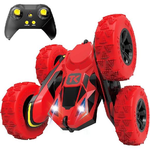Threeking RC Stunt Cars Автомобиль с дистанционным управлением, двухстороннее вождение, вращающийся на 360 градусов автомобиль, зеленый красный