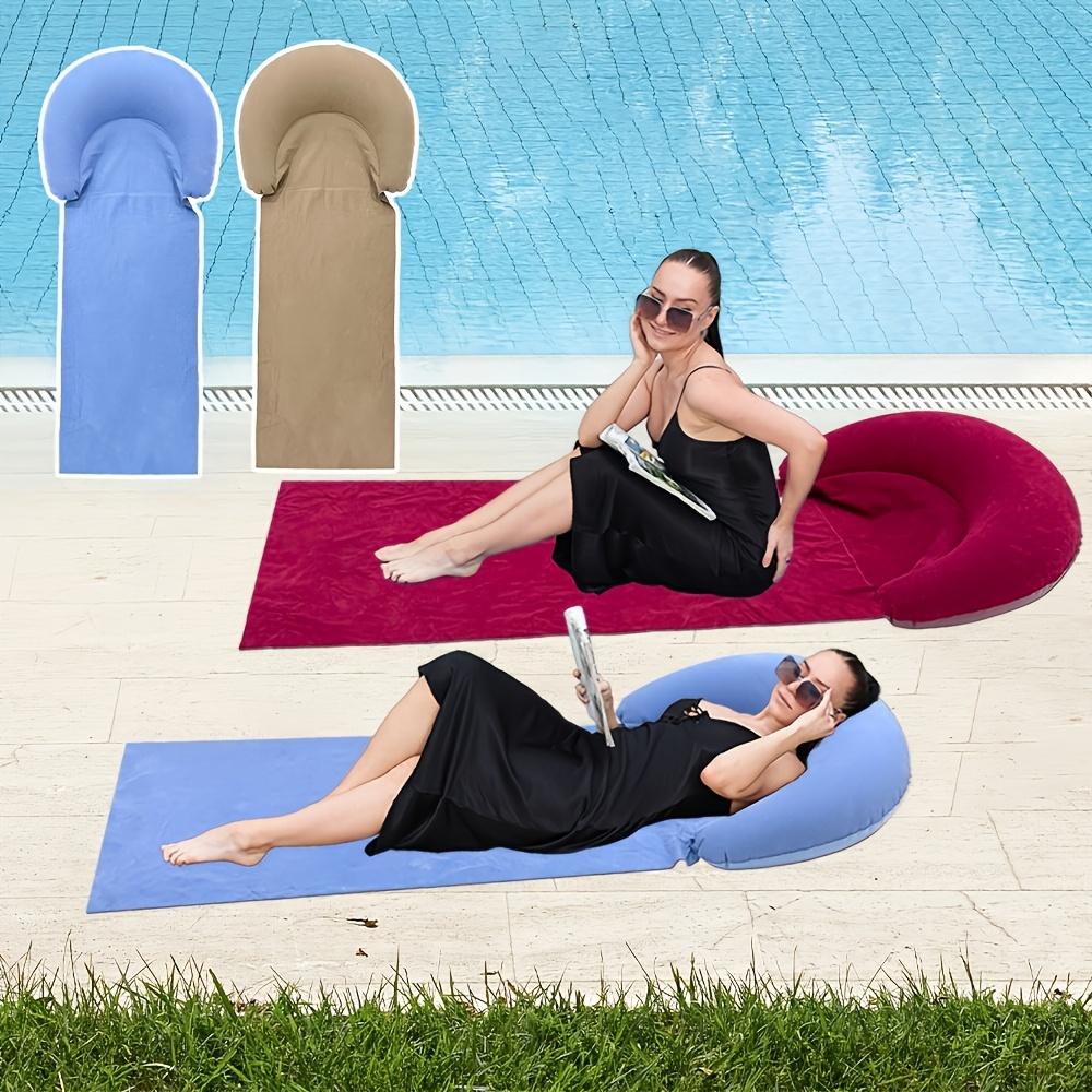 Beach Mat with Inflatable Headrest,Sandproof Beach Blanket,Outdoor Camping and Picnic Placemat, Sunbathing Mat, Summer Travel