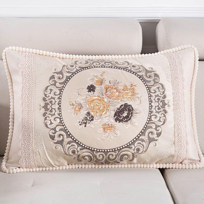 Одиночная европейская жаккардовая наволочка, диванная подушка, вышитая прямоугольная наволочка для спинки дивана для гостиной 50*70CM