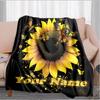 1PC Custom Name Butterflies Sunflower flannel blanket versatile,all-season throw suitable for the living room,bedroom,camping,travel,and gift
