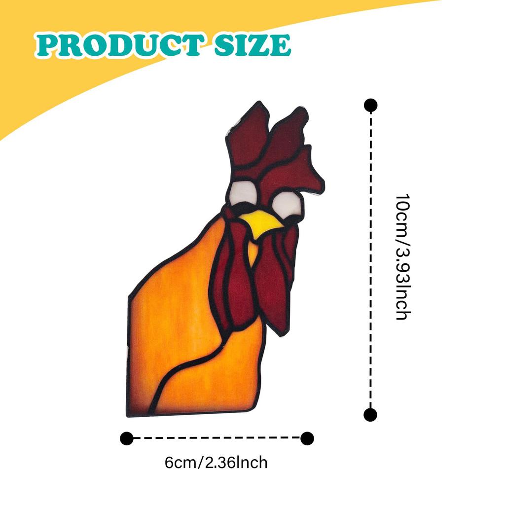 10cm Creative Peeping Rooster Window Corner Decor Acrylic Balcony Ornament