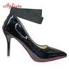 Fashion Aphixta 2cm Flock Belt Buckle Black High 12cm/10cm/7cm Stiletto Heels Pumps Women Shoes Pointed Toe Party Super Big Size 49 50