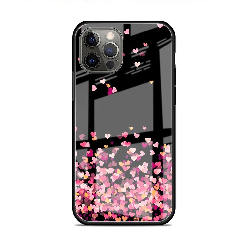 Glass Case For Apple iPhone 14 13 Pro 11 12 7 8 Plus SE 2022 XR X XS Max 6 6S Tempered Phone Cover LOVE Heart