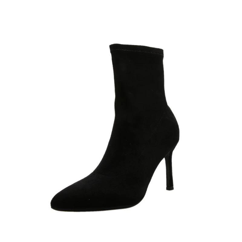 Fashion Ladies Shoes 2024 Modern Women's Boots Elegant Mid-Calf Boots Women Sewing Pointed Toe Thin Heels Slip On Outdoor Shoes Women